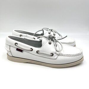 Sebago Docksides Portland Womens‎ Size 10 White Leather Boat Shoes Loafers